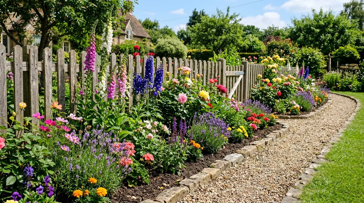 Flower Border Along the Fence